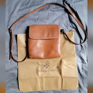 Brown leather Patricia Nash cross-body purse